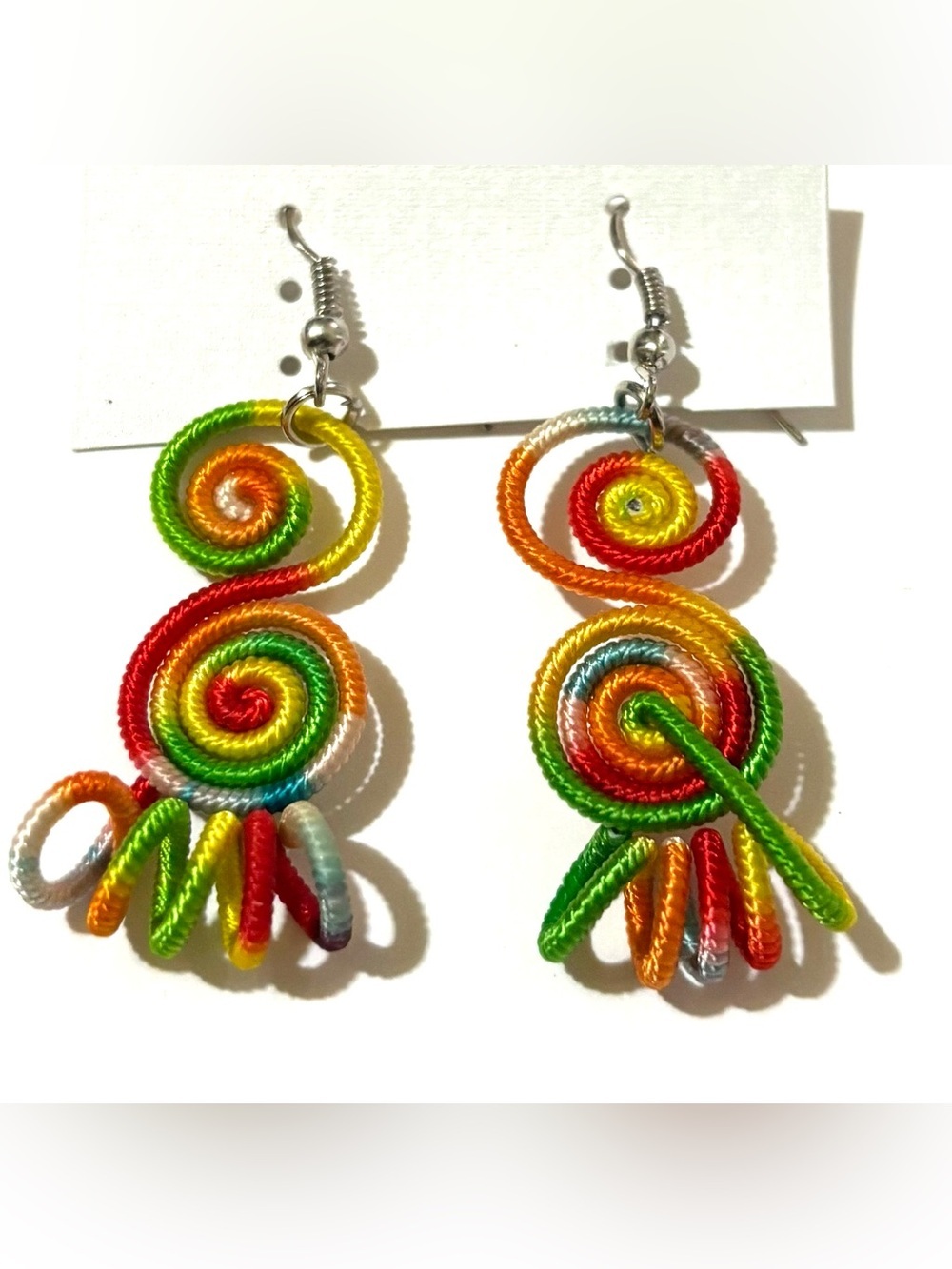 Bright Multicolor Spiral Drop Earrings for Women